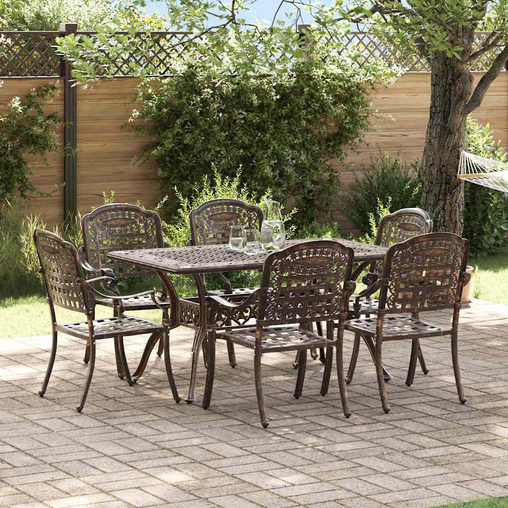 vidaXL Salon de jardin 7 pièces en aluminium bronze