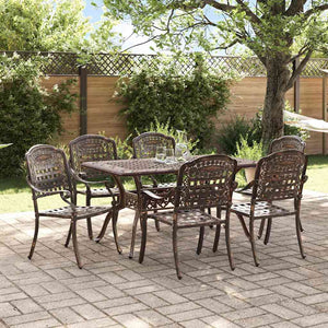 7-teilige Garten Essgruppe Bronze Aluminium