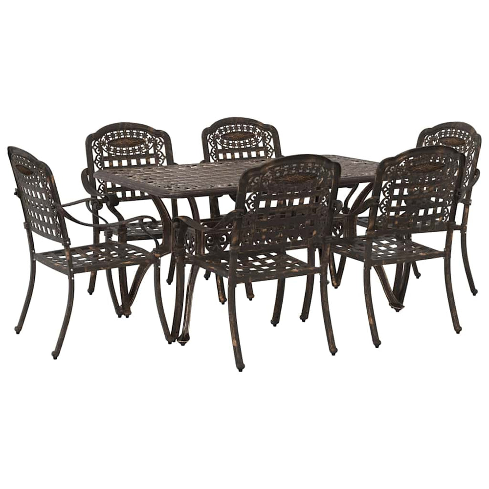 vidaXL Salon de jardin 7 pièces en aluminium bronze