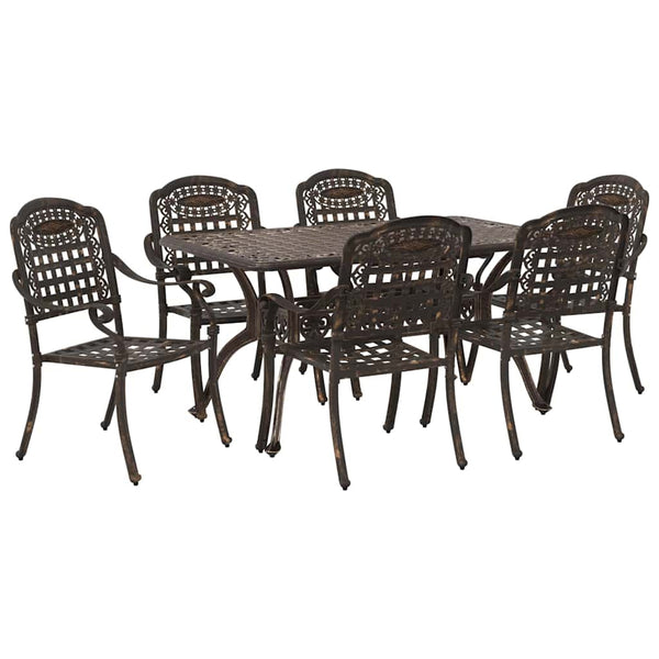 7-teilige Garten Essgruppe Bronze Aluminium