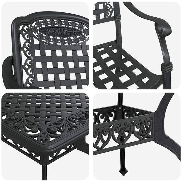 Garten Essgruppe 7-teilig Schwarz Aluminium