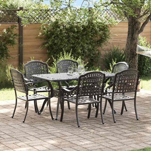 Garten Essgruppe 7-teilig Schwarz Aluminium