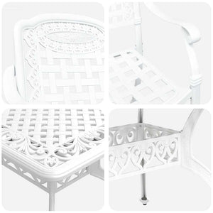 Garten Essgruppe 7-teilig Weiß Aluminium