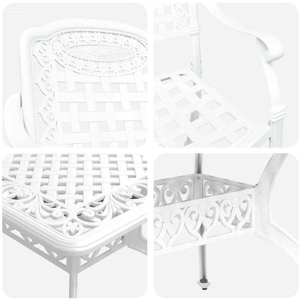 Garten Essgruppe 7-teilig Weiß Aluminium