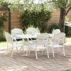 Garten Essgruppe 7-teilig Weiß Aluminium