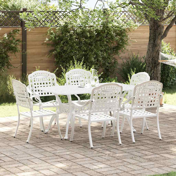 Garten Essgruppe 7-teilig Weiß Aluminium