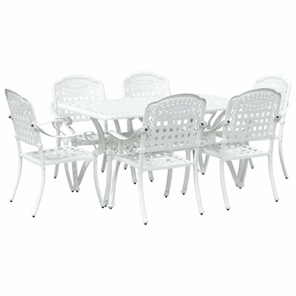 vidaXL Ensemble repas de jardin 7 pcs Blanc Aluminium