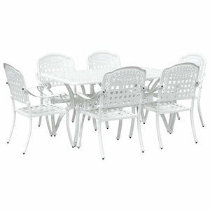 Garten Essgruppe 7-teilig Weiß Aluminium