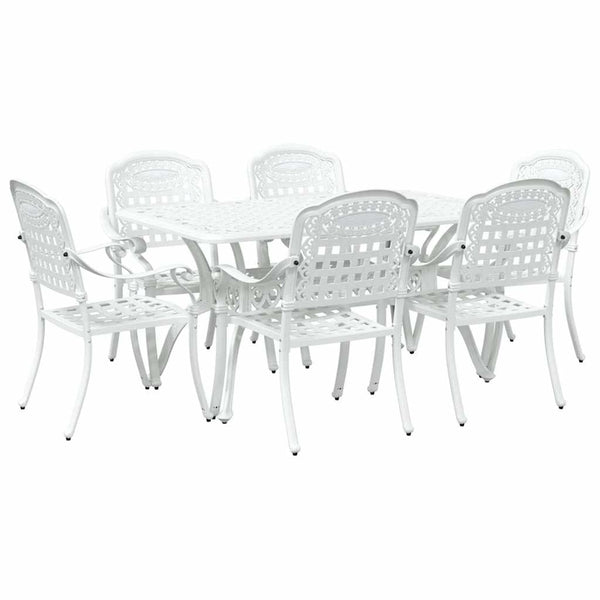 Garten Essgruppe 7-teilig Weiß Aluminium