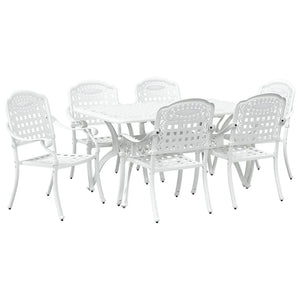 Garten Essgruppe 7-teilig Weiß Aluminium