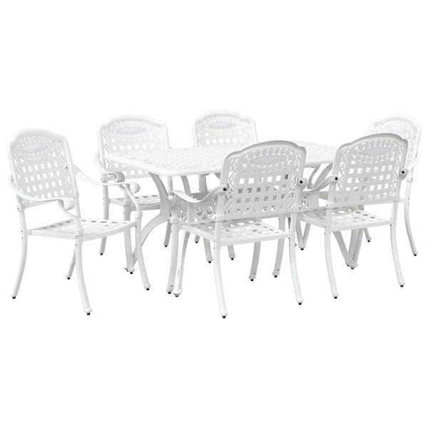 Garten Essgruppe 7-teilig Weiß Aluminium