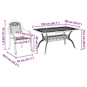 Garten Essgruppe 7-teilig Weiß Aluminium
