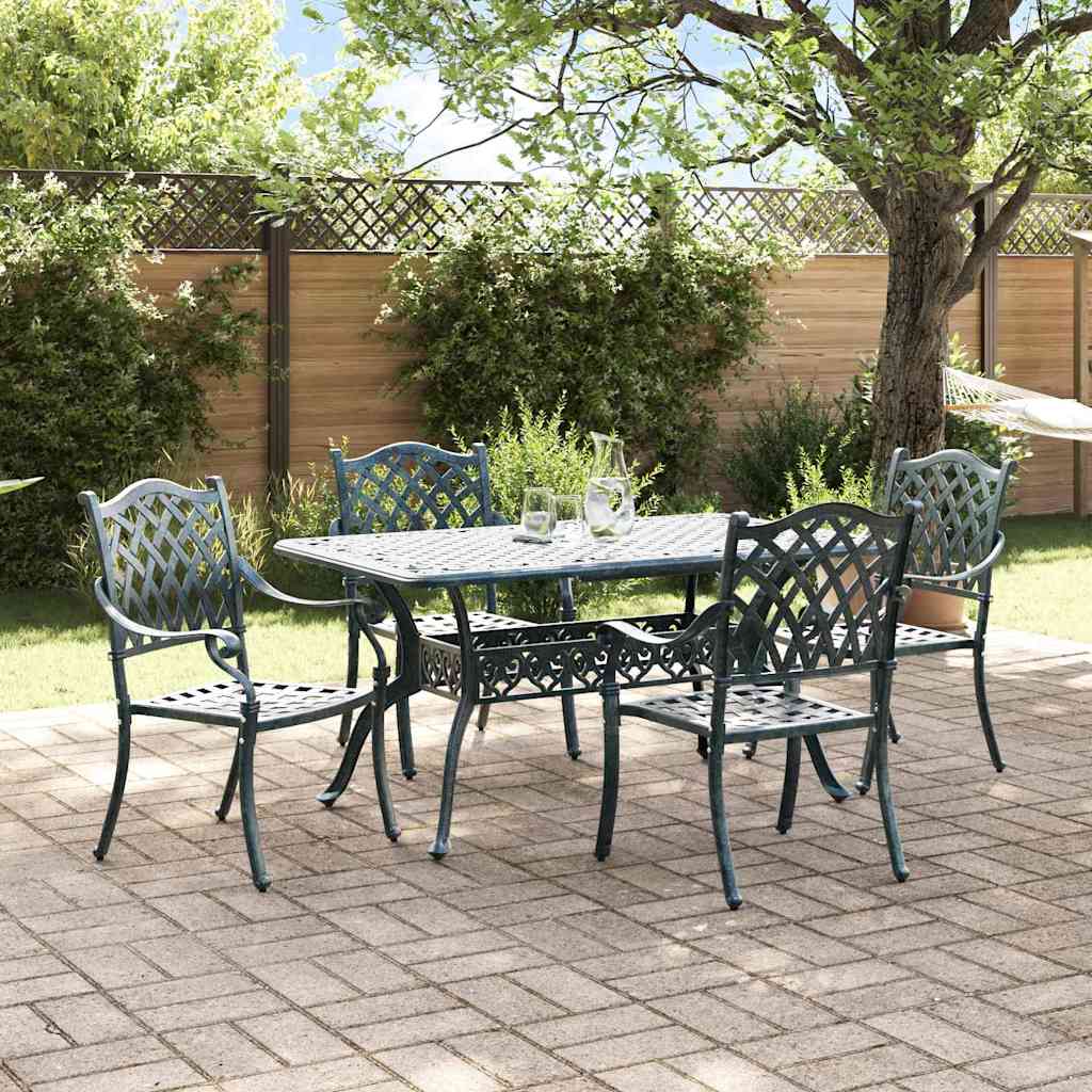 Grüne 5-teilige Garten Essgruppe aus Aluminium