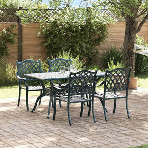 Grüne 5-teilige Garten Essgruppe aus Aluminium
