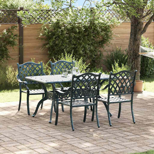 Grüne 5-teilige Garten Essgruppe aus Aluminium