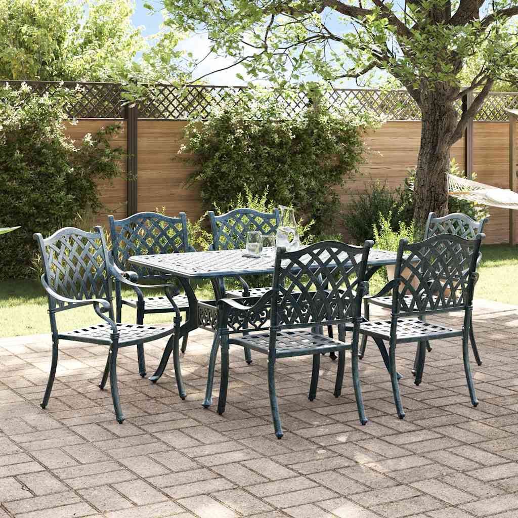 7-teilige Garten Essgruppe Grün Aluminium