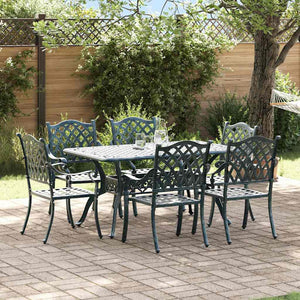 7-teilige Garten Essgruppe Grün Aluminium