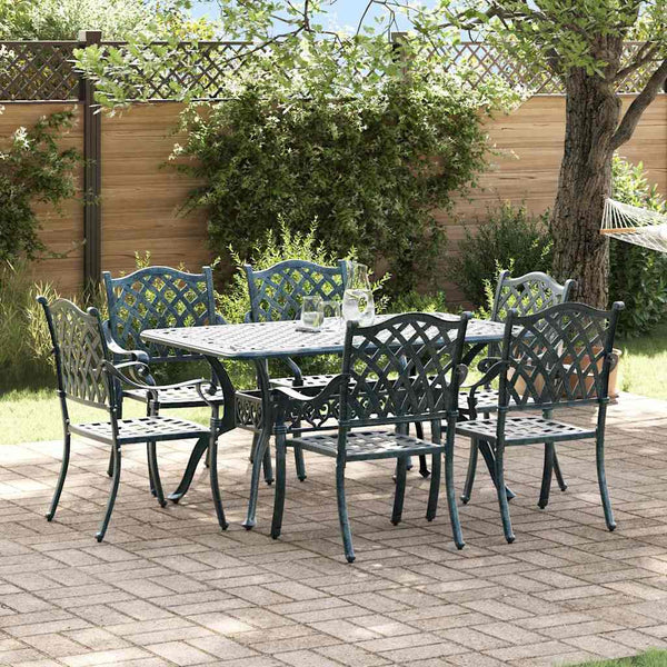 7-teilige Garten Essgruppe Grün Aluminium