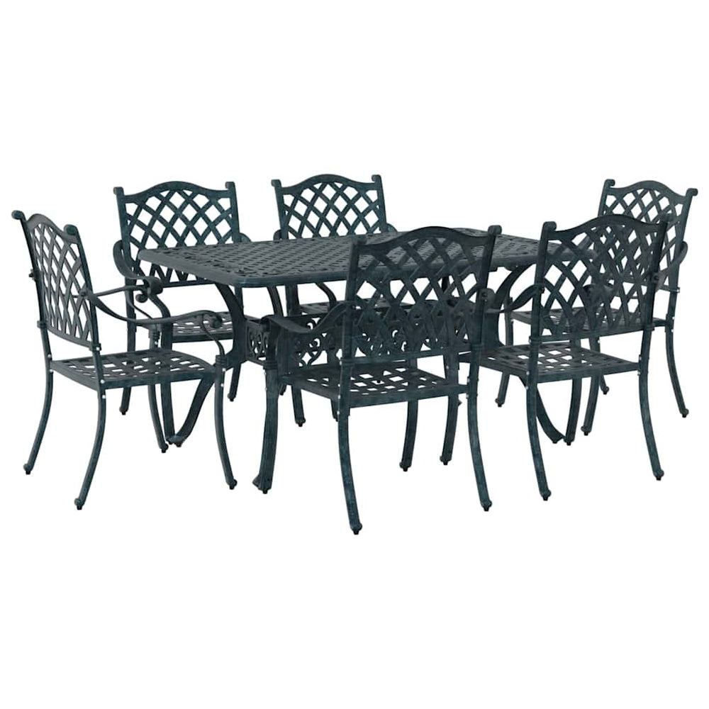 vidaXL Salon de jardin 7 pcs Aluminium vert