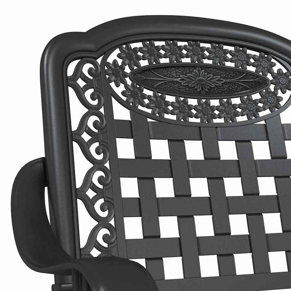 Gartentisch Set 3-teilig Gussaluminium Schwarz
