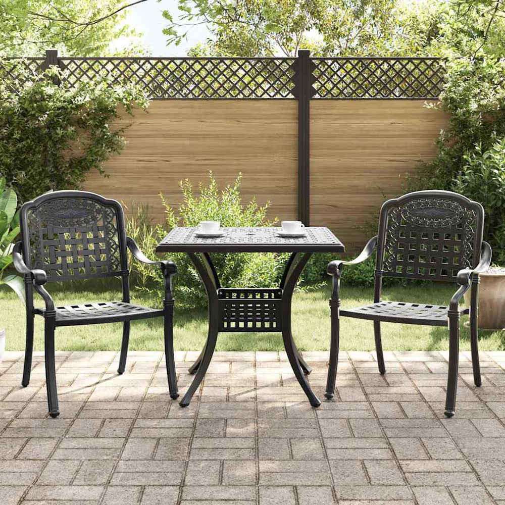 Gartentisch Set 3-teilig Gussaluminium Schwarz