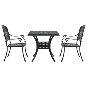 Gartentisch Set 3-teilig Gussaluminium Schwarz