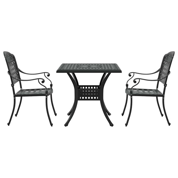 Gartentisch Set 3-teilig Gussaluminium Schwarz