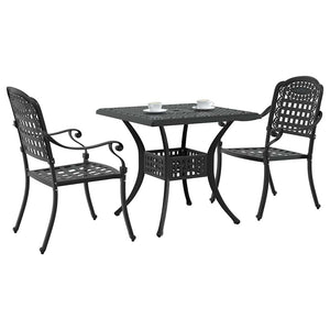 Gartentisch Set 3-teilig Gussaluminium Schwarz