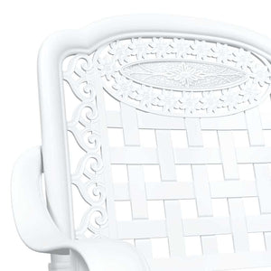 Gartentisch Set 3-teilig Weiß Gussaluminium