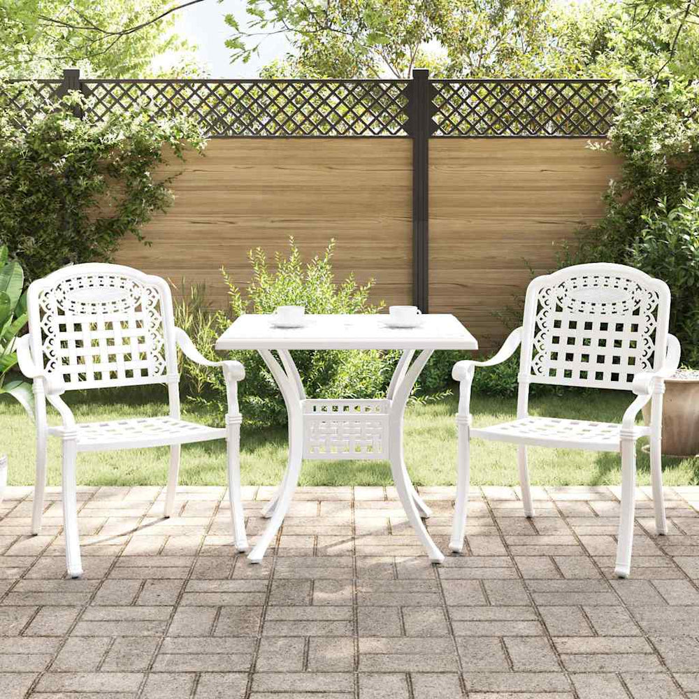 Gartentisch Set 3-teilig Weiß Gussaluminium