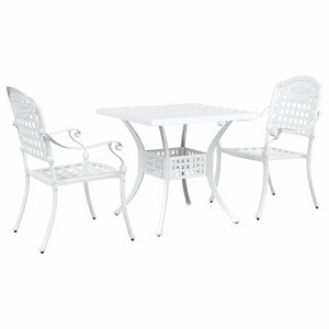 Gartentisch Set 3-teilig Weiß Gussaluminium