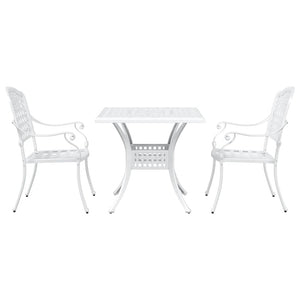 Gartentisch Set 3-teilig Weiß Gussaluminium
