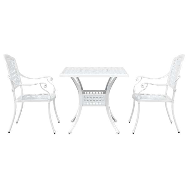 Gartentisch Set 3-teilig Weiß Gussaluminium