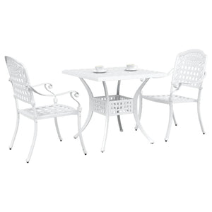 Gartentisch Set 3-teilig Weiß Gussaluminium