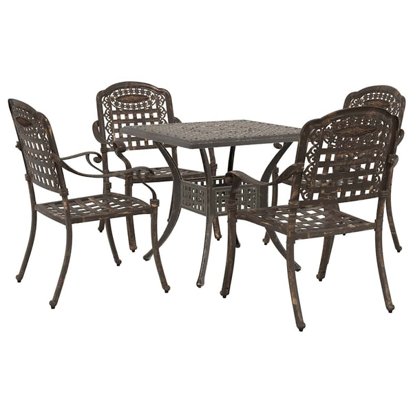 Gartentisch Set Bronze Gussaluminium 5-teilig
