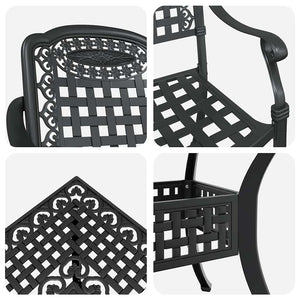 Gartentisch Set 5-teilig Gussaluminium Schwarz