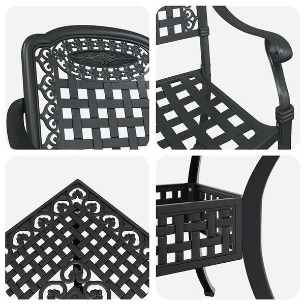 Gartentisch Set 5-teilig Gussaluminium Schwarz