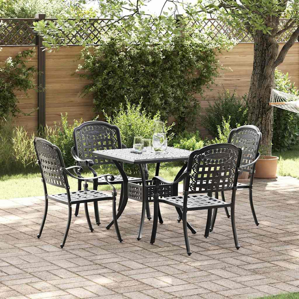 Gartentisch Set 5-teilig Gussaluminium Schwarz