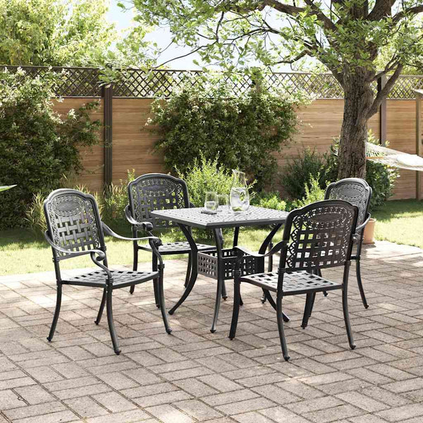 Gartentisch Set 5-teilig Gussaluminium Schwarz