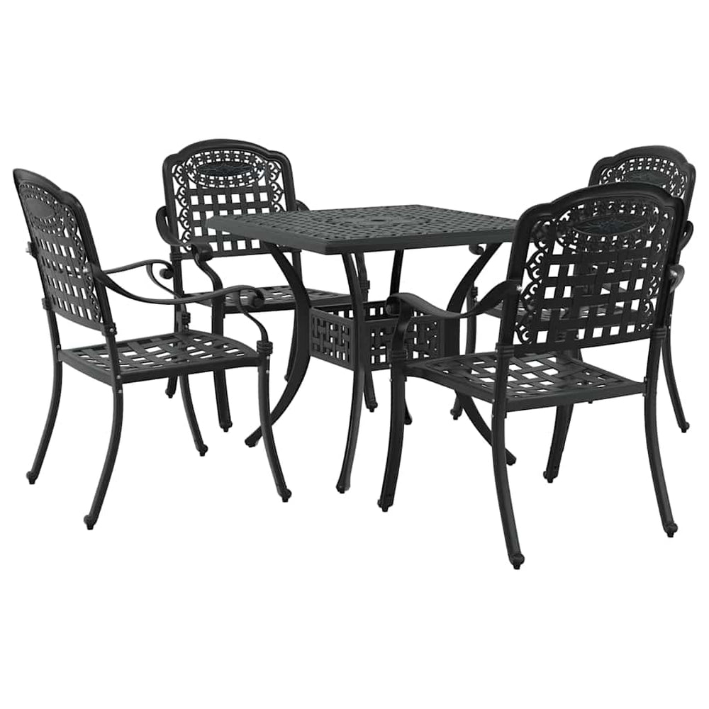 Gartentisch Set 5-teilig Gussaluminium Schwarz
