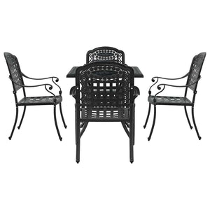 Gartentisch Set 5-teilig Gussaluminium Schwarz