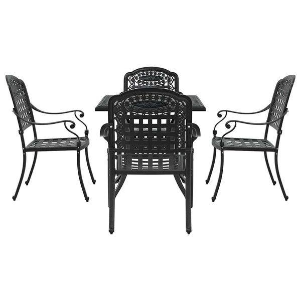 Gartentisch Set 5-teilig Gussaluminium Schwarz