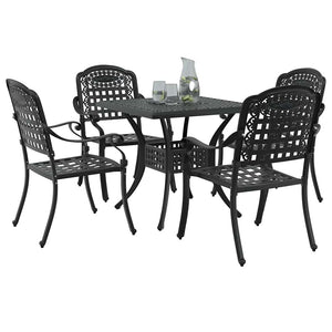 Gartentisch Set 5-teilig Gussaluminium Schwarz