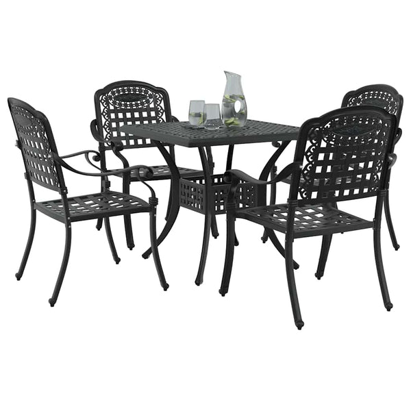 Gartentisch Set 5-teilig Gussaluminium Schwarz