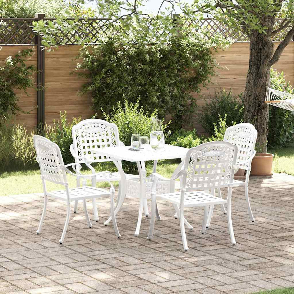 Gartentisch Set 5-teilig Weiß Gussaluminium