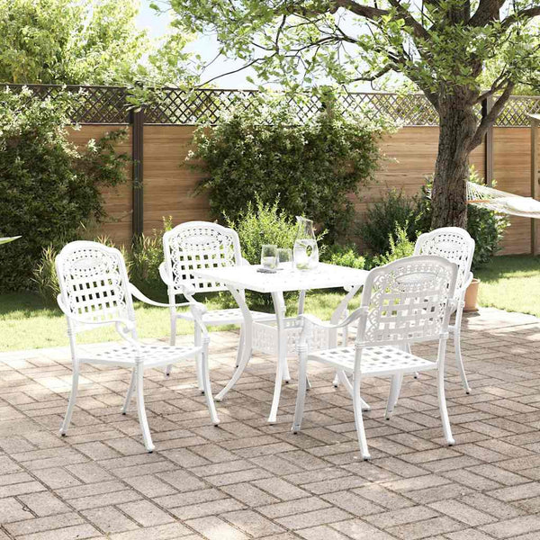 Gartentisch Set 5-teilig Weiß Gussaluminium