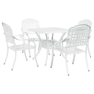 Gartentisch Set 5-teilig Weiß Gussaluminium