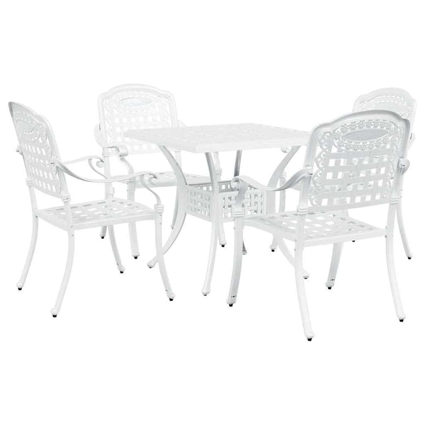 Gartentisch Set 5-teilig Weiß Gussaluminium