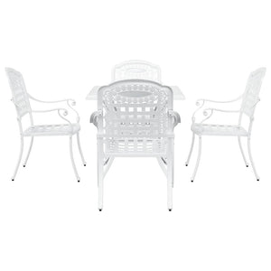 Gartentisch Set 5-teilig Weiß Gussaluminium