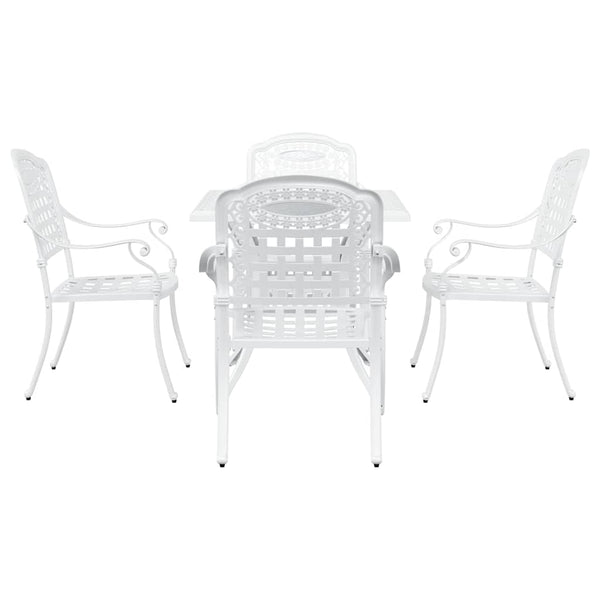 Gartentisch Set 5-teilig Weiß Gussaluminium
